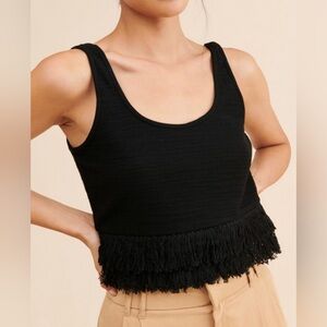SAYLOR Black Ruffled Crop Tank Top